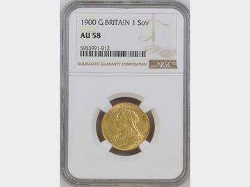 1900 VICTORIA OLD HEAD LONDON MINT GOLD SOVEREIGN AU58