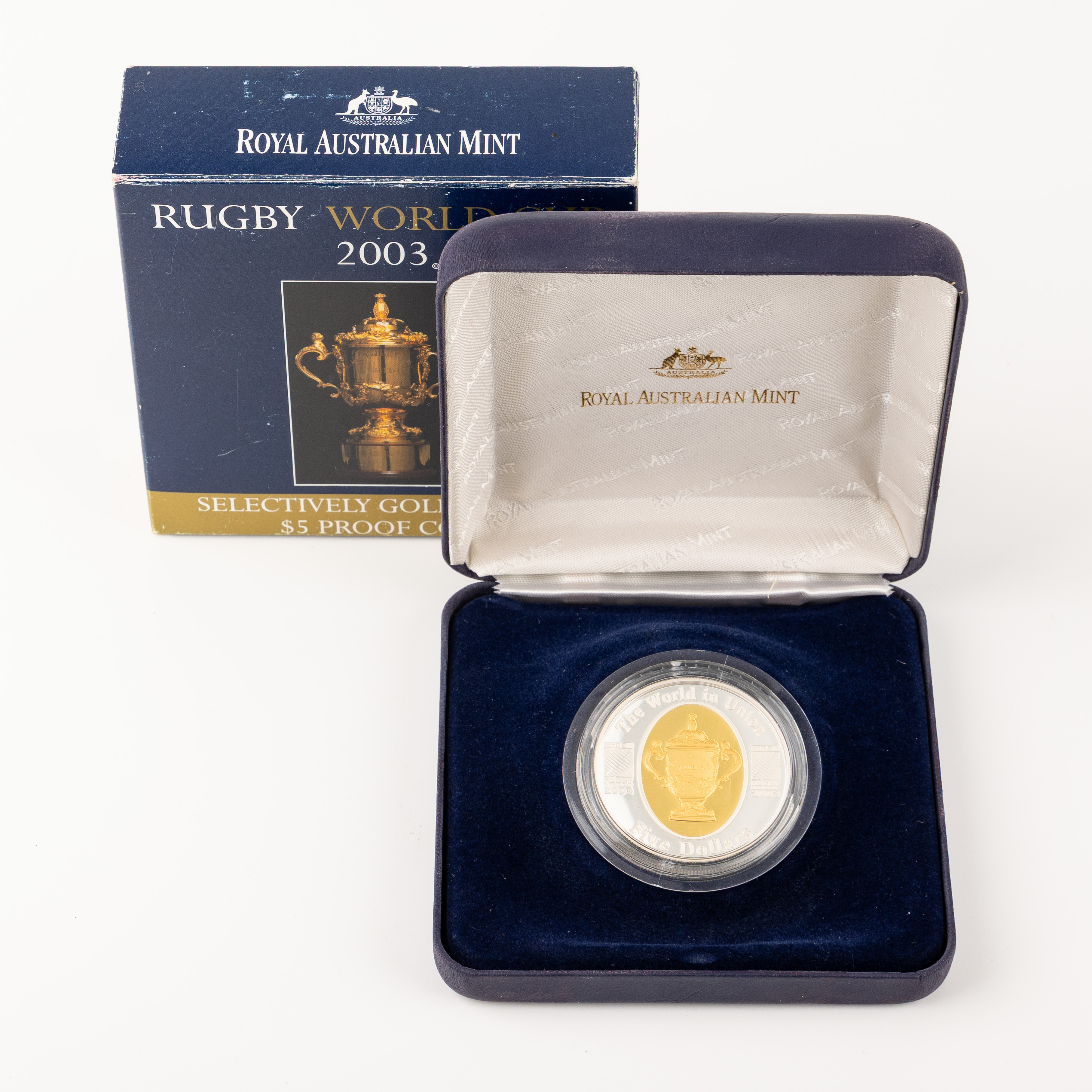 115 · Rugby World Cup Selectively Gold Plated, Five Dollars, 2003