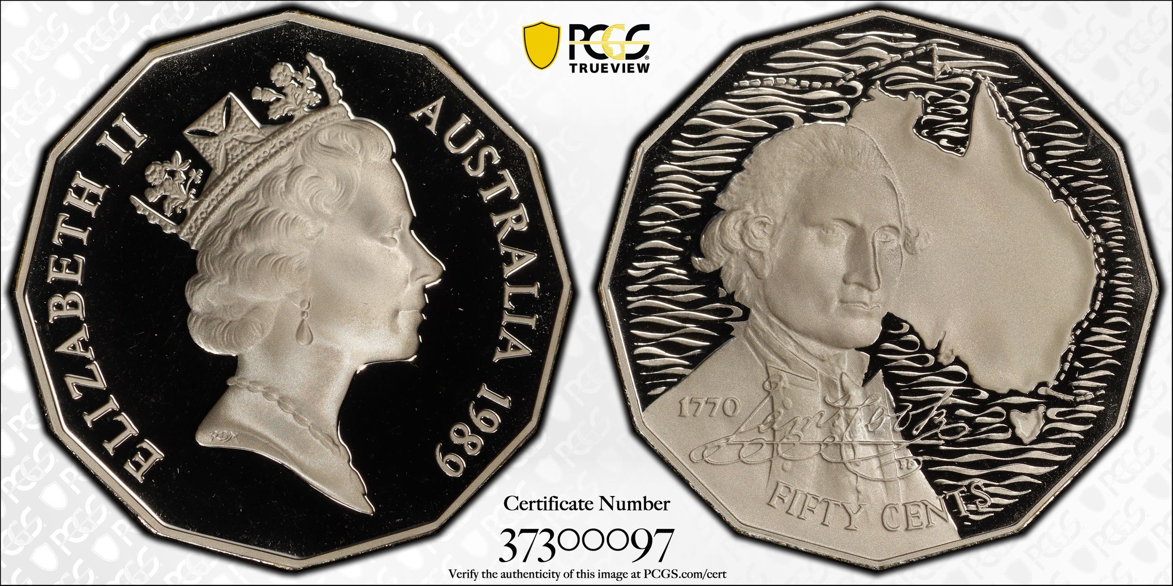 1989 Australia Fifty Cent, 50c Silver Cook PCGS - PR69DCAM -097