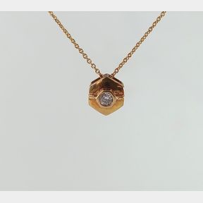 18ct Hexagon Shaped Pendant With 1 Round Diamond = 0.090cts Colour I/J Clarity Vs/Si - 51533/193