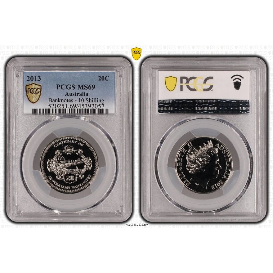 Elizabeth II, Banknotes-10 Shillings, Twenty Cent, 2013, PCGS MS 69