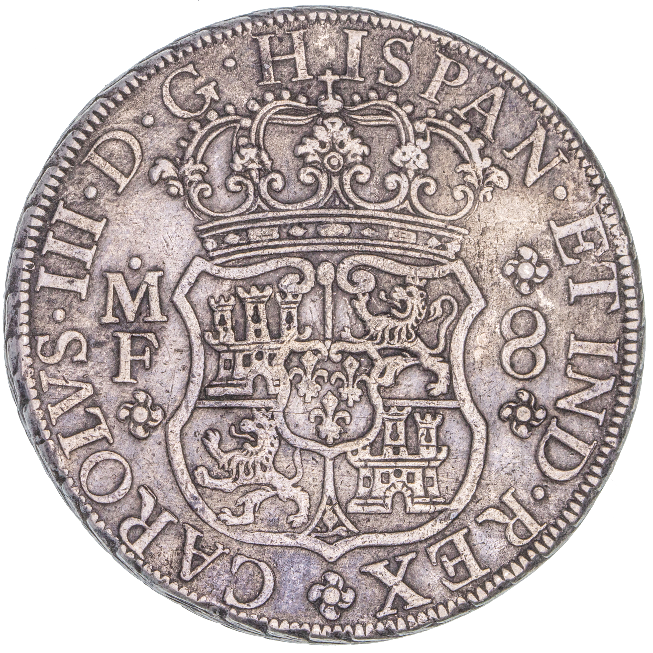 Mexico, Charles III, Eight Reales, 1769-MF, VF