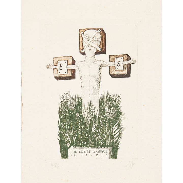 Stasys Eidrigevicius | Ex libris Stasys Eidrigevicious, Słońce świeci dla wszystkich, 1976 r.