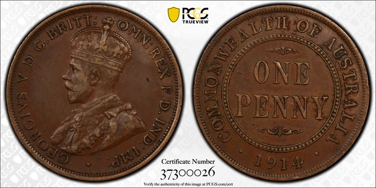 George V, Penny, 1914, PCGS XF 40