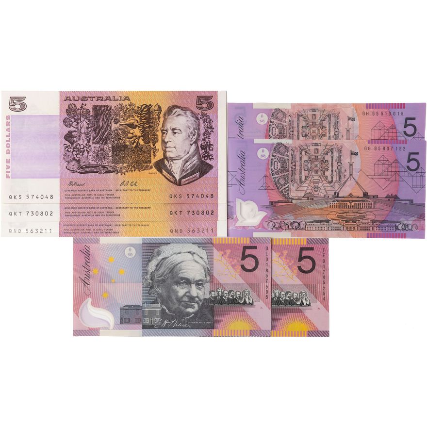 Five Dollars, 1991 - 2001,  EF - UNC