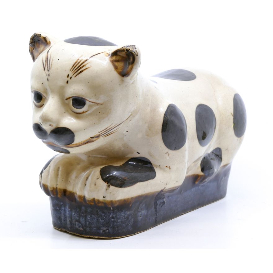 Antique Chinese Cizhou Figural Cat Pillow 13.5'' -