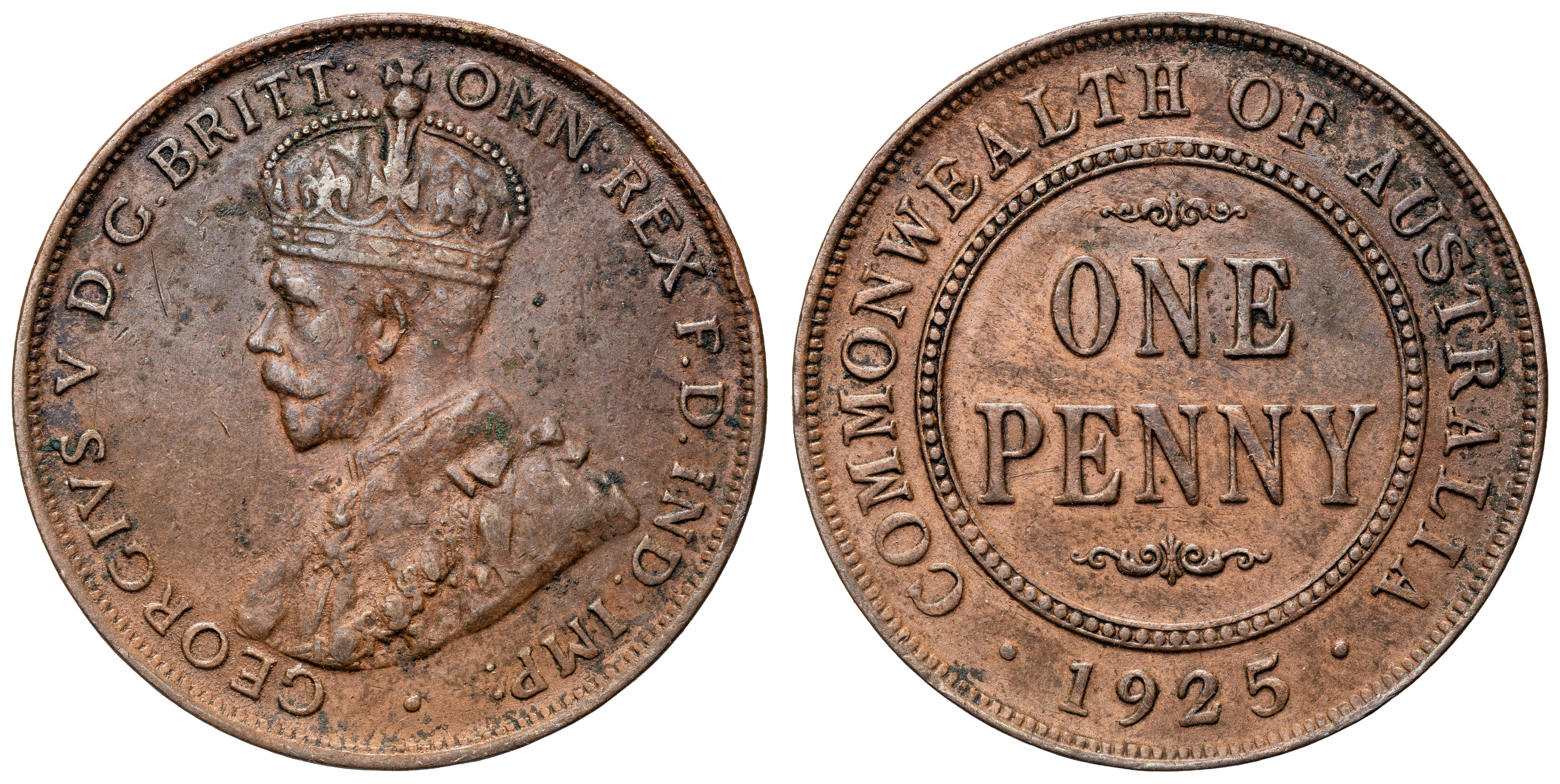 George V, Penny, 1925, VF