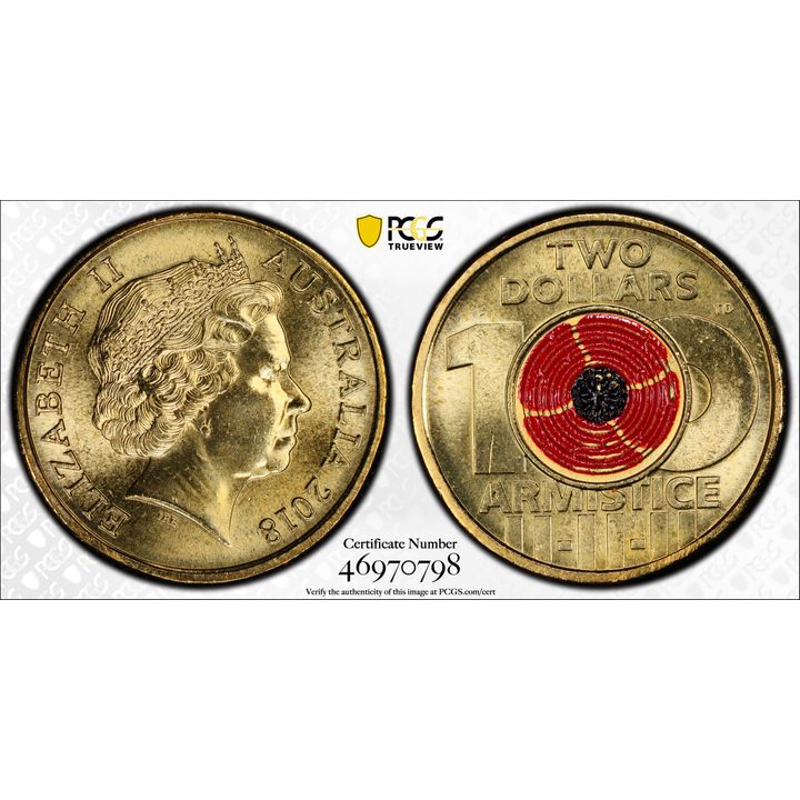 Armistice Centenary Colorized, Two Dollar, 2018, PCGS MS66