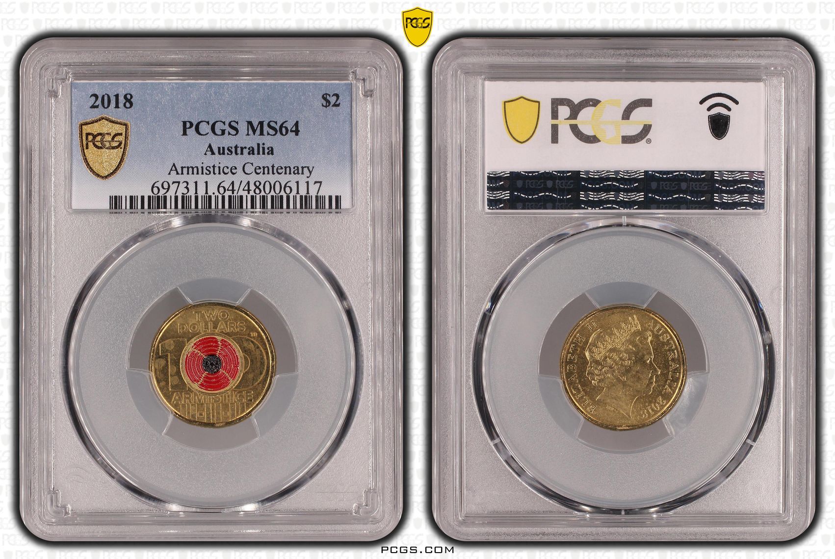 Armistice Centenary , Two Dollar, 2018, PCGS MS64