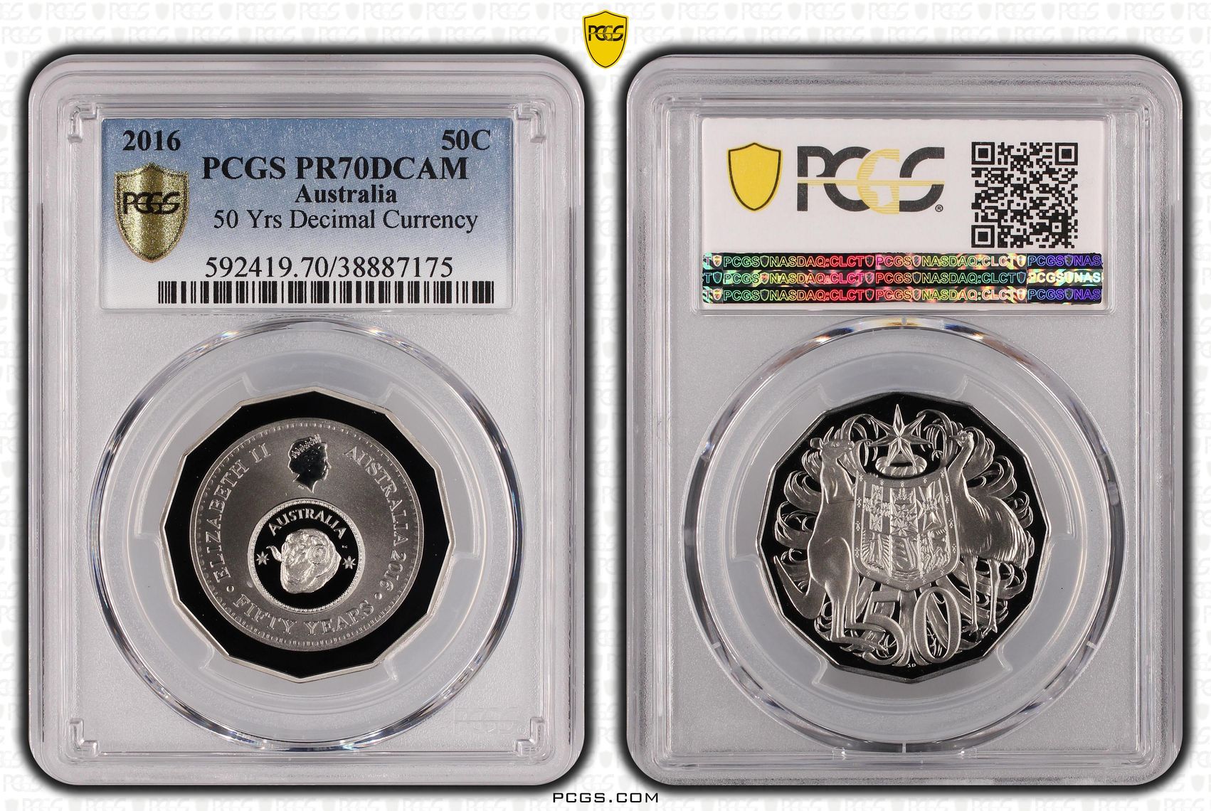 50th Ann. Decimal Currency, Fifty Cent, 2016, PCGS PR70DCAM