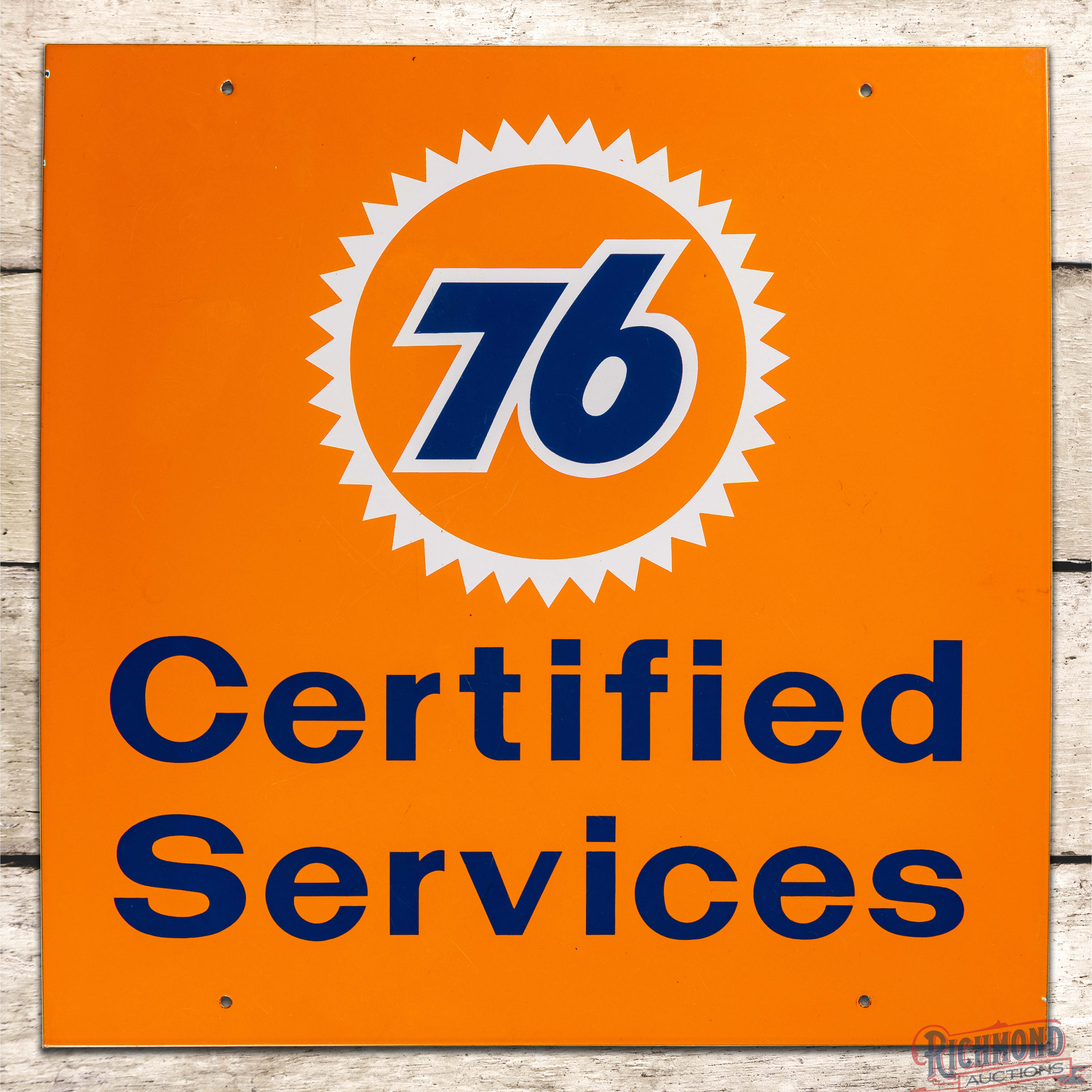Union 76 Certified Services Single Sided Porcelain Sign w/ Logo ...