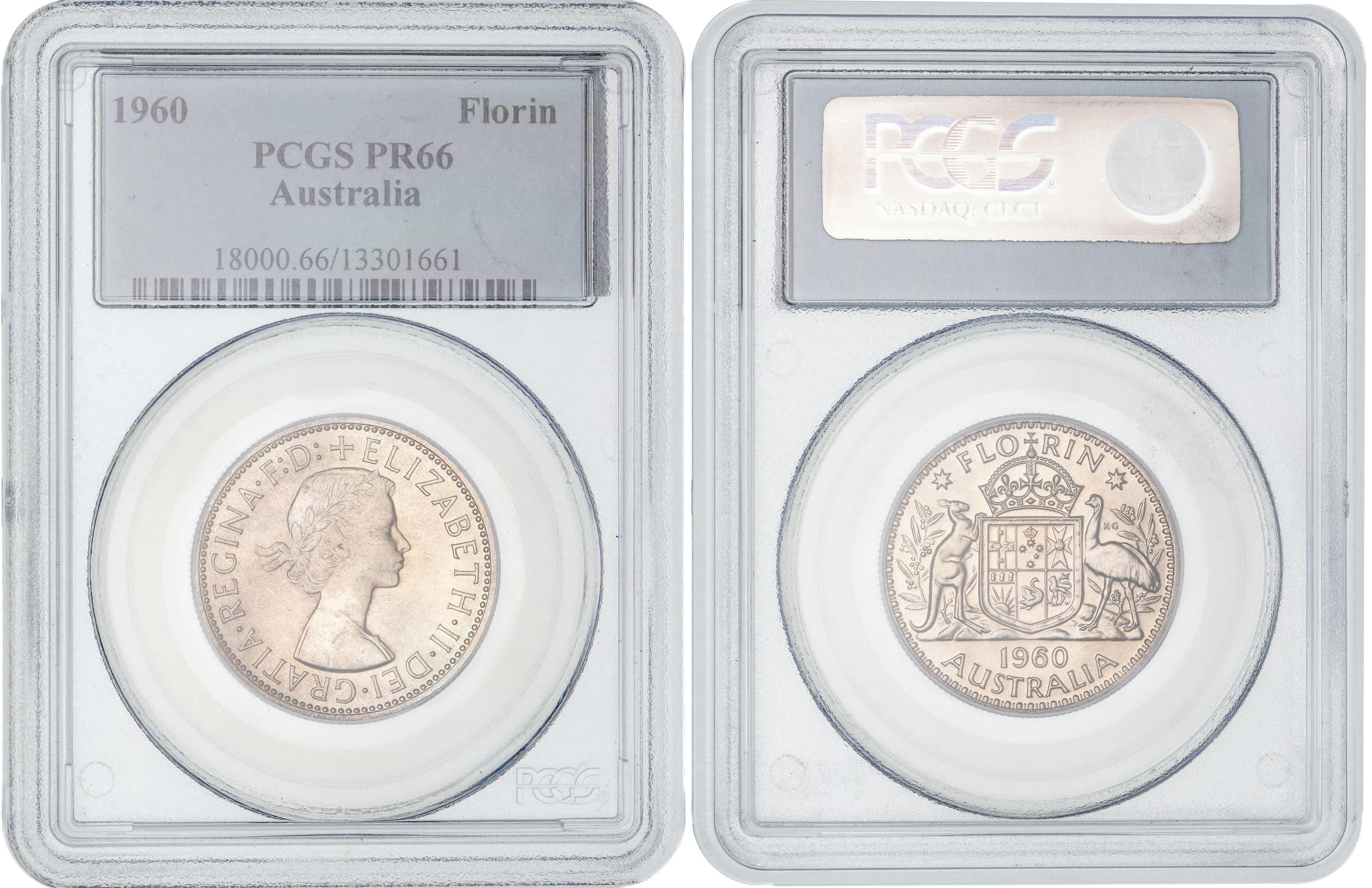 Elizabeth II, Florin, 1960, PCGS PR66