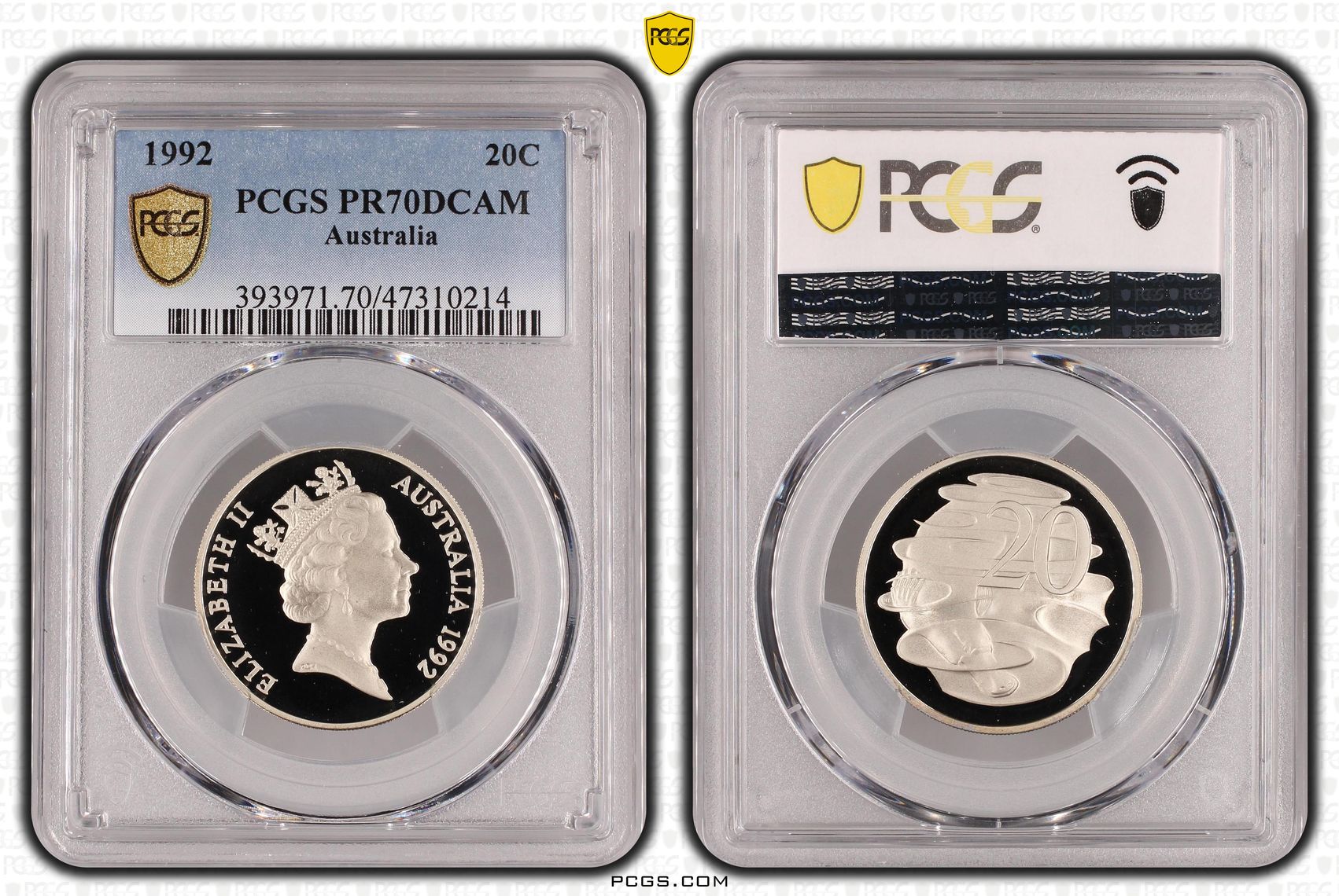 Elizabeth II, Twenty Cent, 1992, PCGS PR70DCAM
