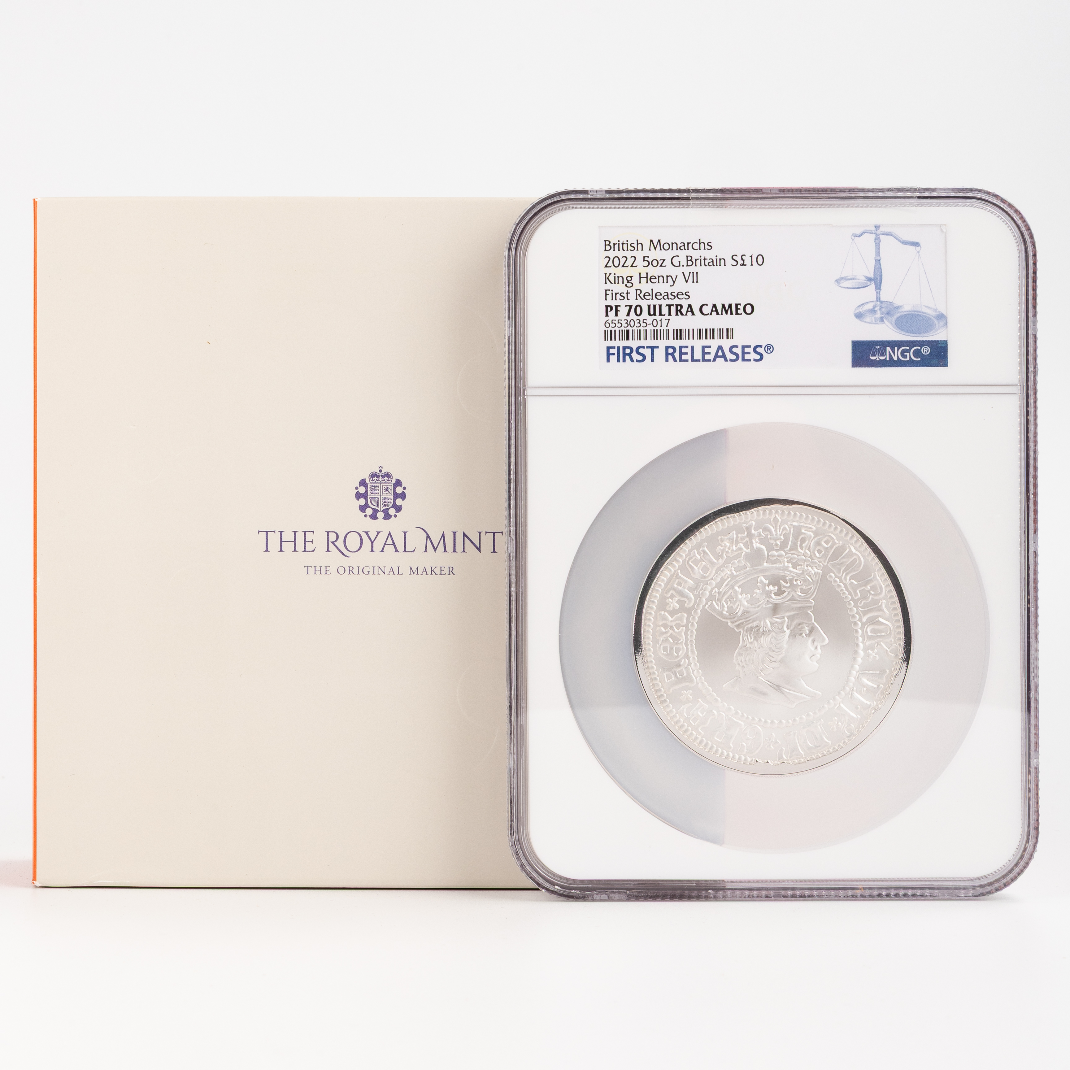 Great Britain, Elizabeth II, British Monarchs - King Henry VII, Ten Pounds, 2022, NGC PF70 Ultra Cameo
