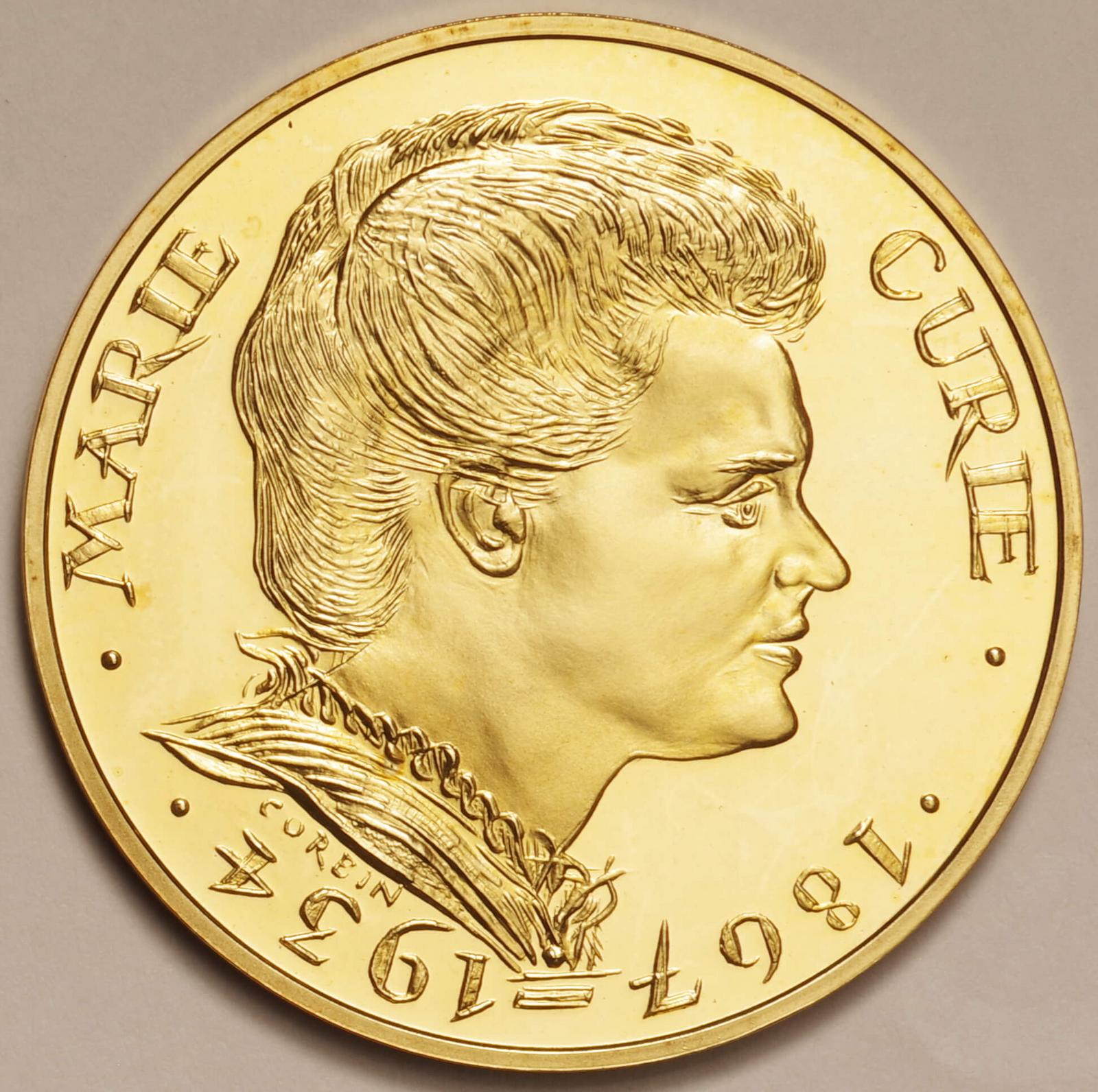 フランス-France. キュリー夫人追悼50年記念 100フラン金貨 1984年 