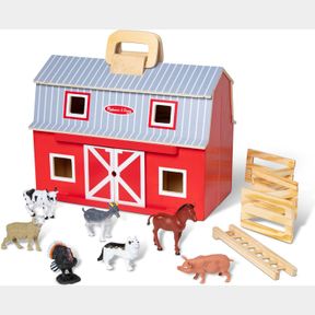 MELISSA & DOUG FOLD AND GO WOODEN BARN WITH 7 ANIMAL PLAY FIGURES - FARM ANIMALS BARN TOY PORTABLE TOYS FARM TOYS FOR KIDS AND T