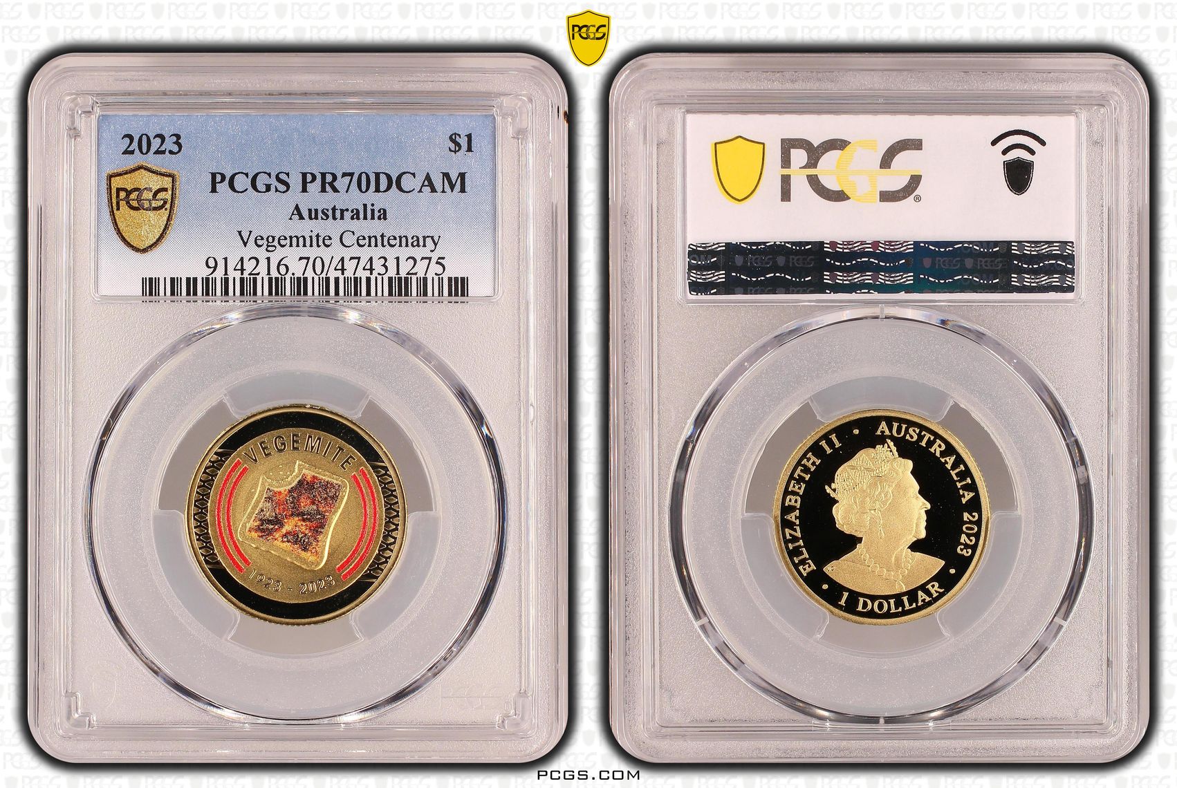 Vegemite Centenary - Colorized, One Dollar, 2023, PCGS PR70DCAM