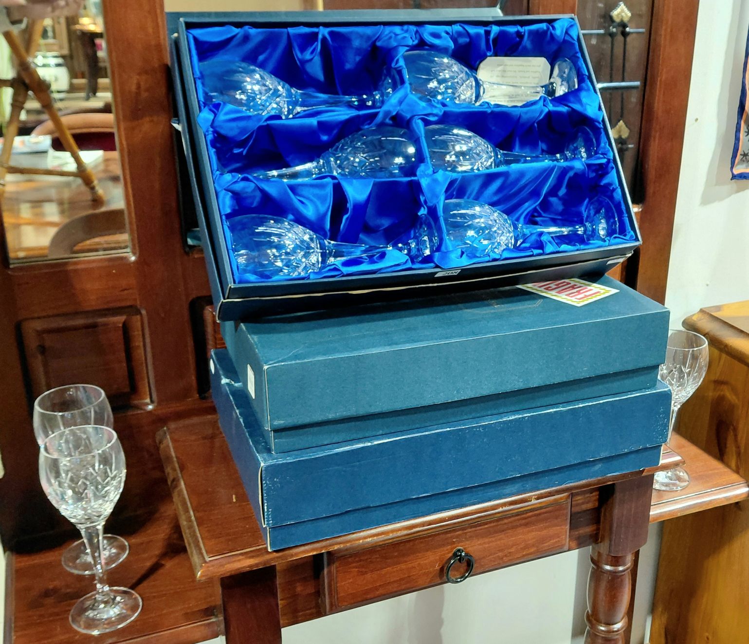 208 · 6 BOHEMIA CRYSTAL WINE GLASSES