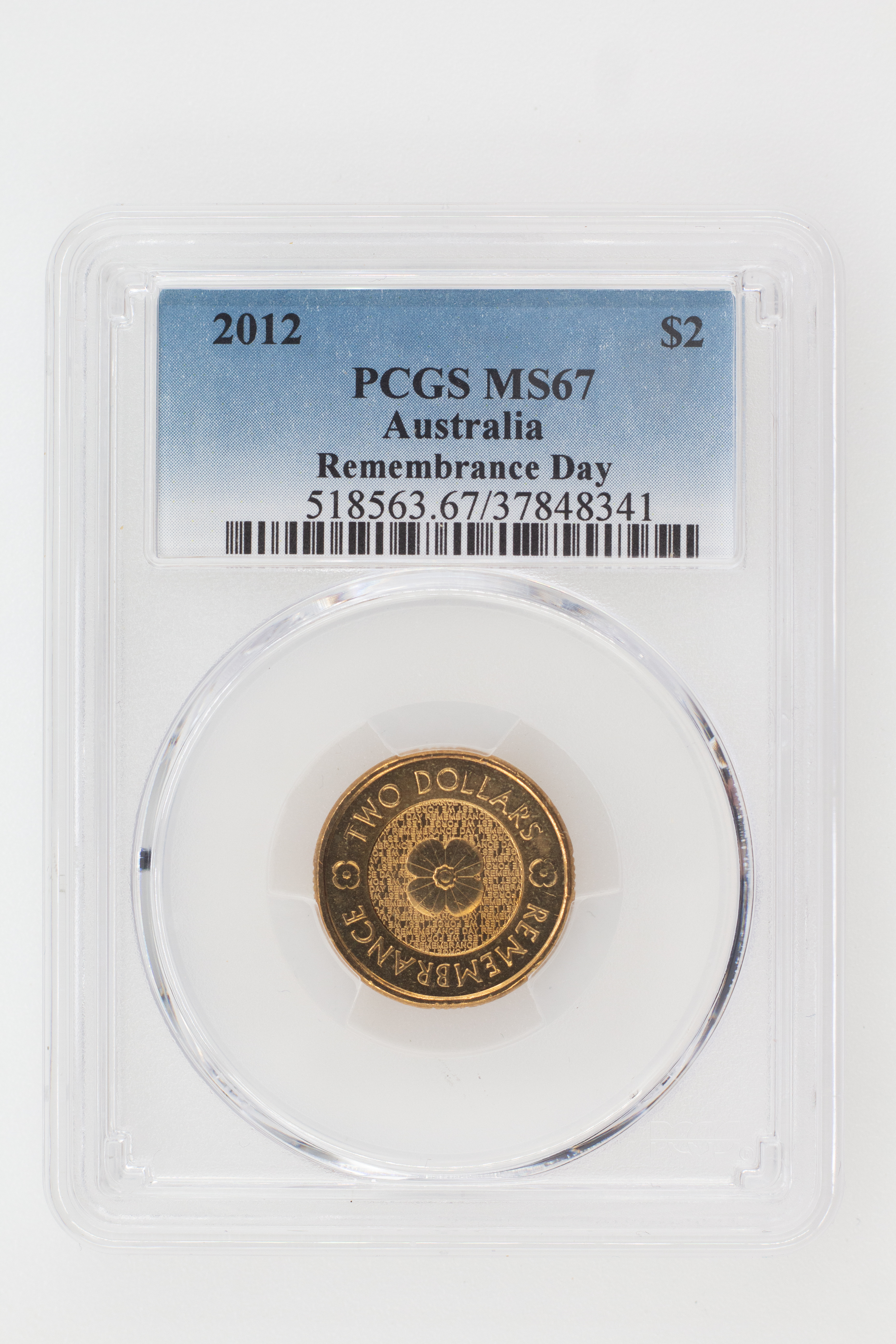 2012 Australia Two Dollar, $2 Remembrance Day PCGS - MS67 -341