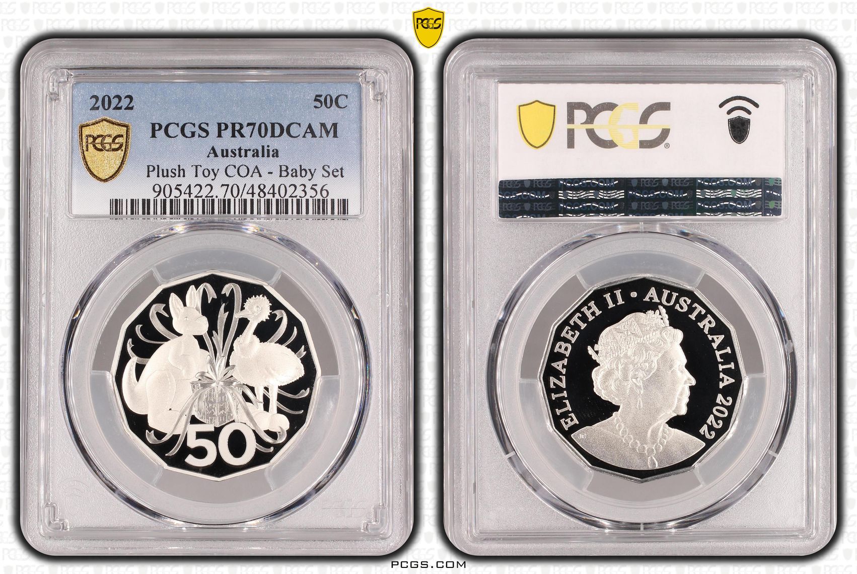Plush Toy COA - Baby Set, Fifty Cent, 2022, PCGS PR70DCAM