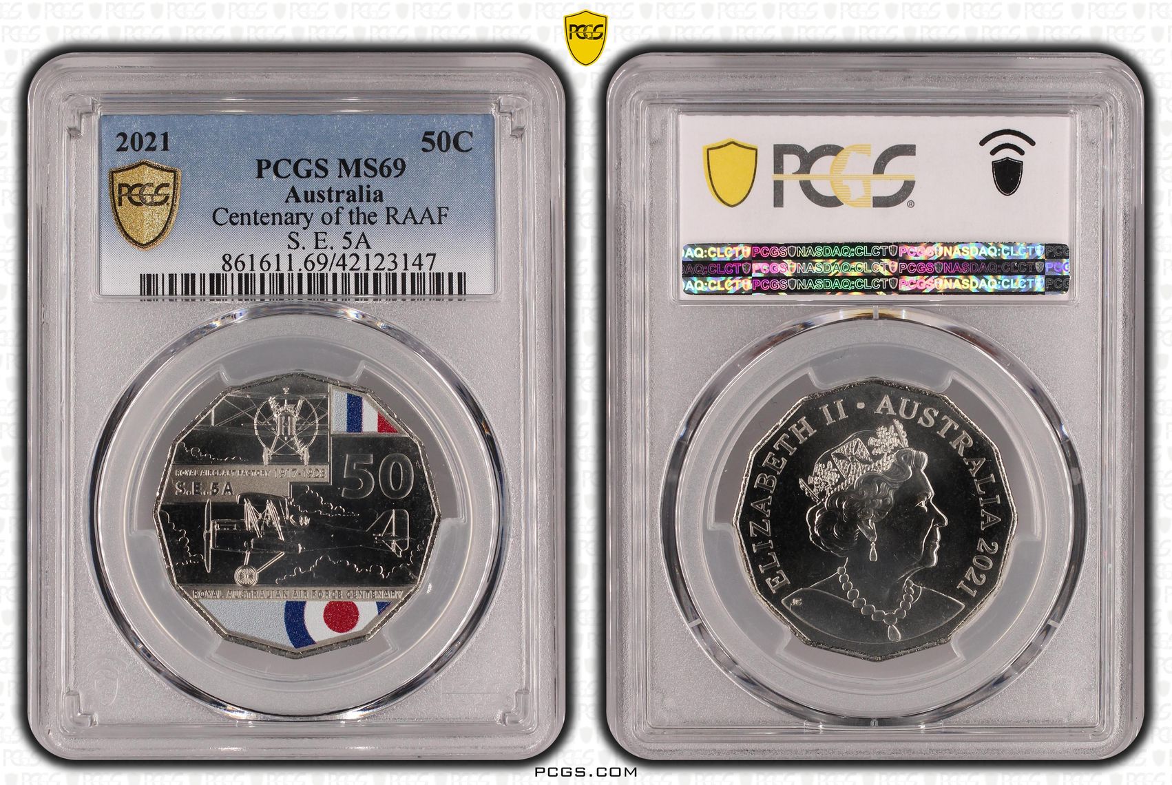 Centenary of the RAAF S. E. 5A, Fifty Cent, 2021, PCGS MS69