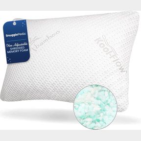 QUEEN SNUGGLE-PEDIC SHREDDED MEMORY FOAM PILLOW - THE ORIGINAL COOL PILLOWS FOR SIDE, STOMACH & BACK SLEEPERS - SLEEP SUPPORT THAT