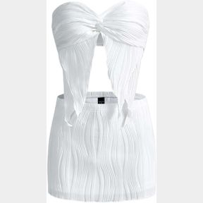 LOUNGE SETS FOR WOMEN 2 PIECE ASYMMETRICAL HEM CROP TUBE TOP & SKIRT SZ LG