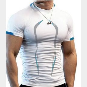 COMPRESSION T-SHIRT FOR MEN - APEY GYM SHIRTS QUICK DRY ACTIVEWEAR - GREY M - 52055/23525