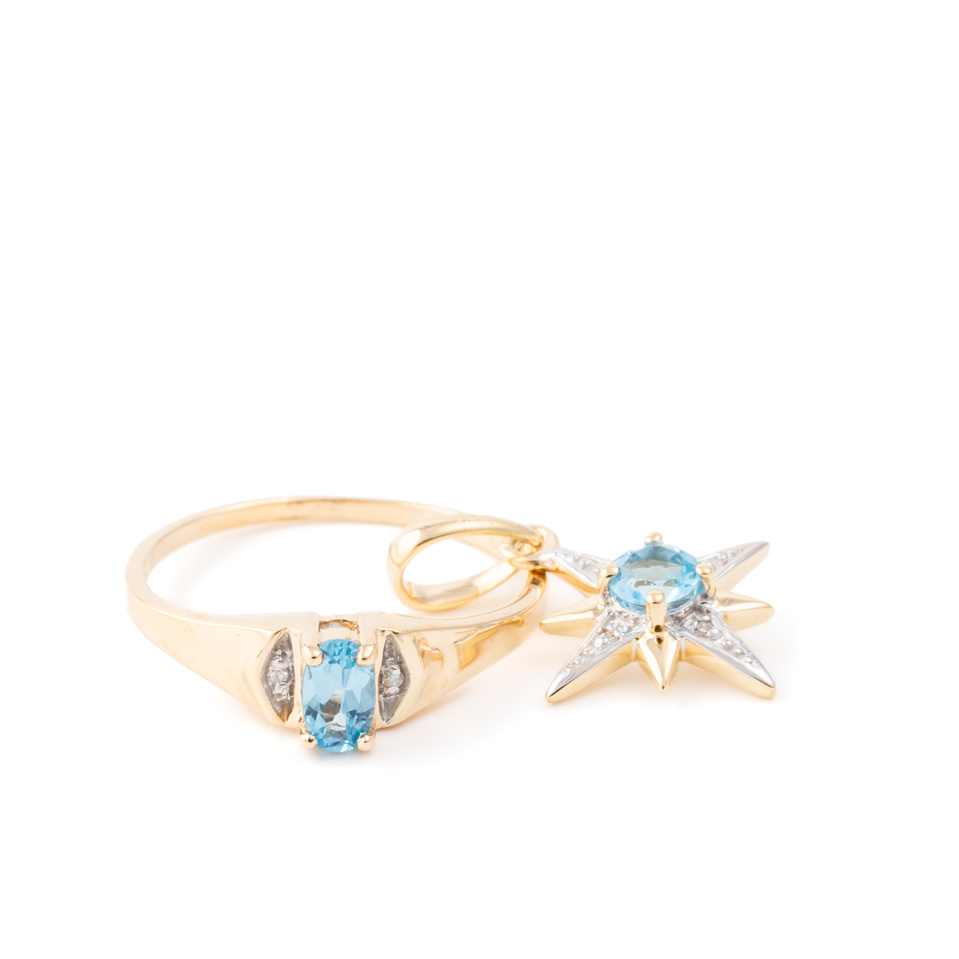 351 · Topaz & Diamond Ring and Pendant set 9ct