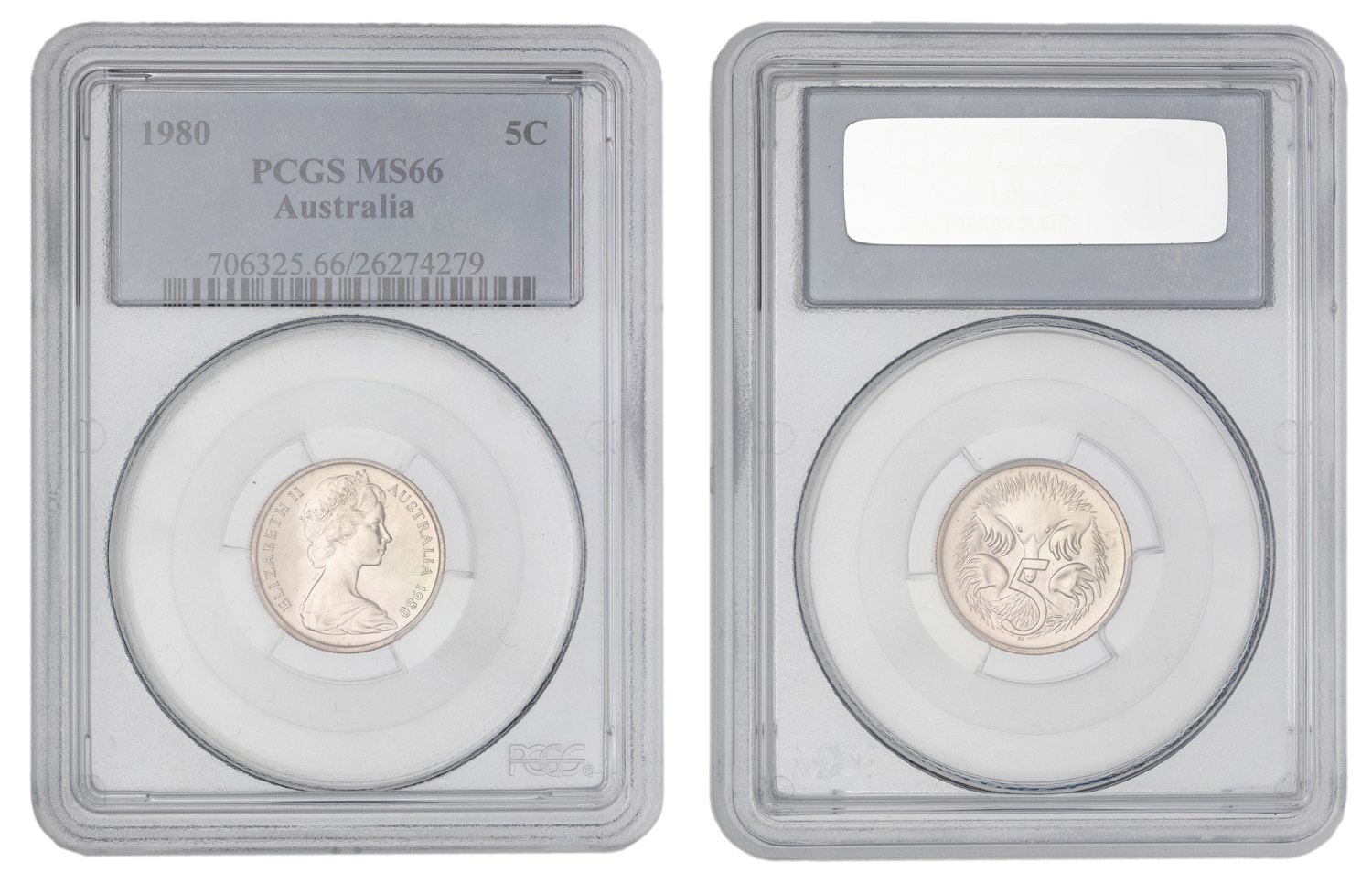 Elizabeth II, Five Cent, 1980, PCGS MS66