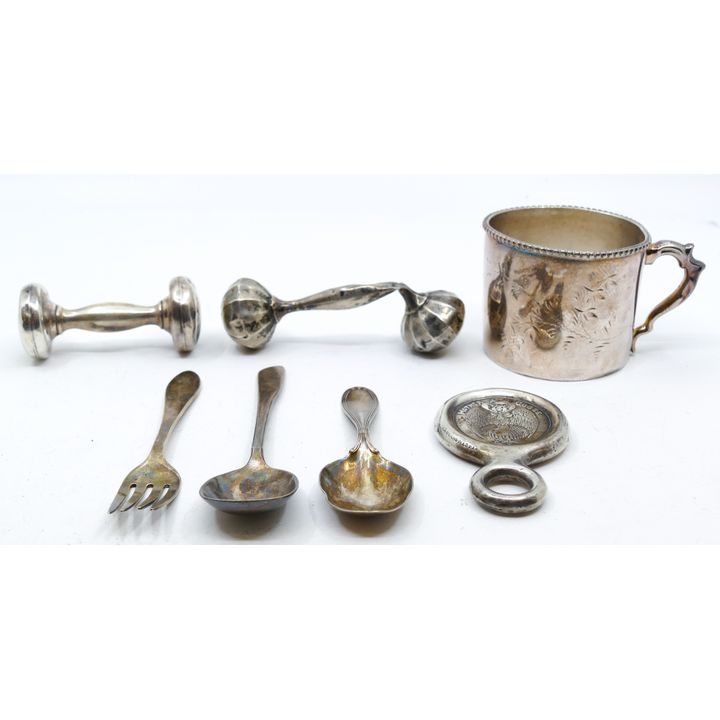 Box Misc. Sterling Baby Mug and Rattles - 233 Grams TW
