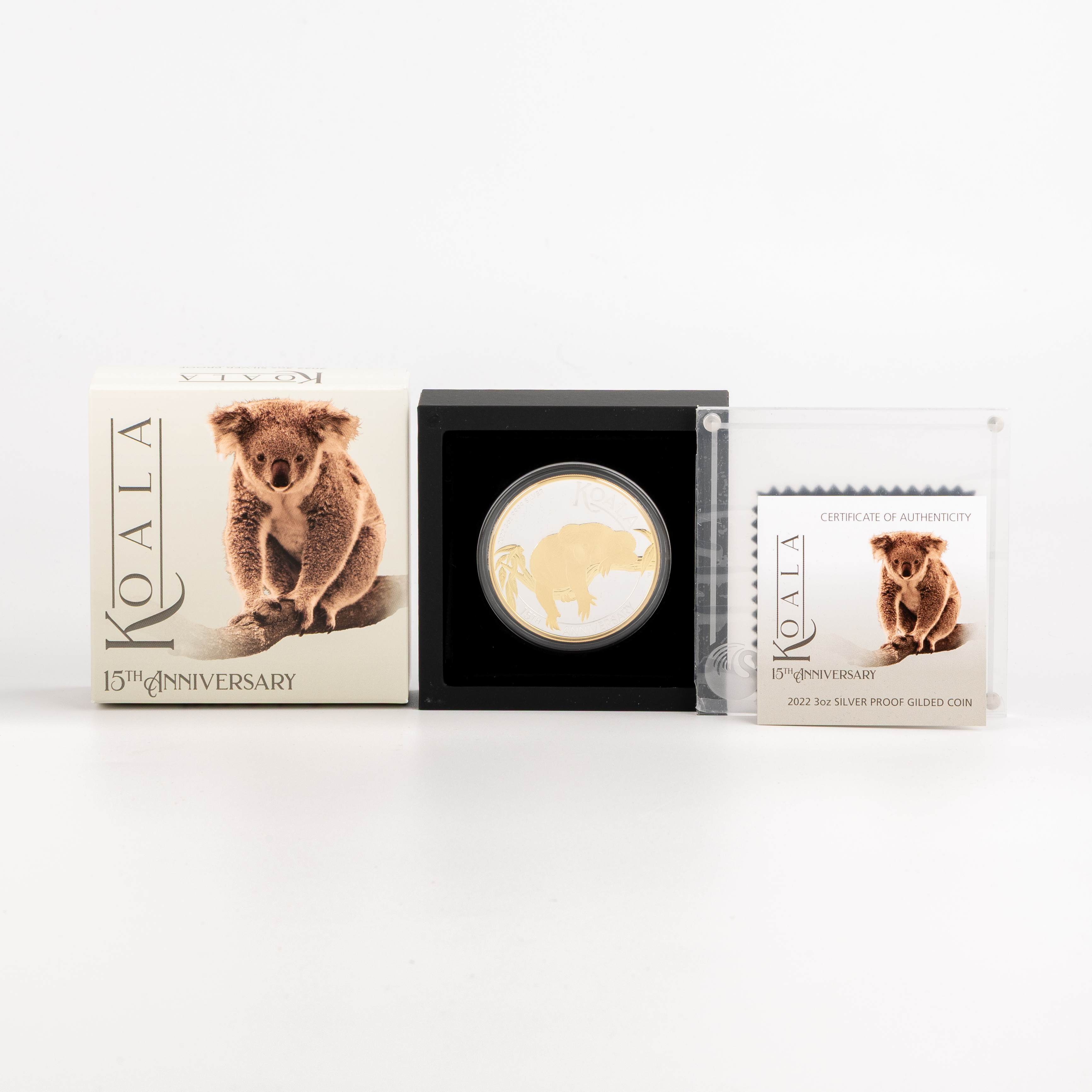 Elizabeth II, Perth Mint - Koala 15TH Anniversary Gilded, Three Dollars, 2022, FDC