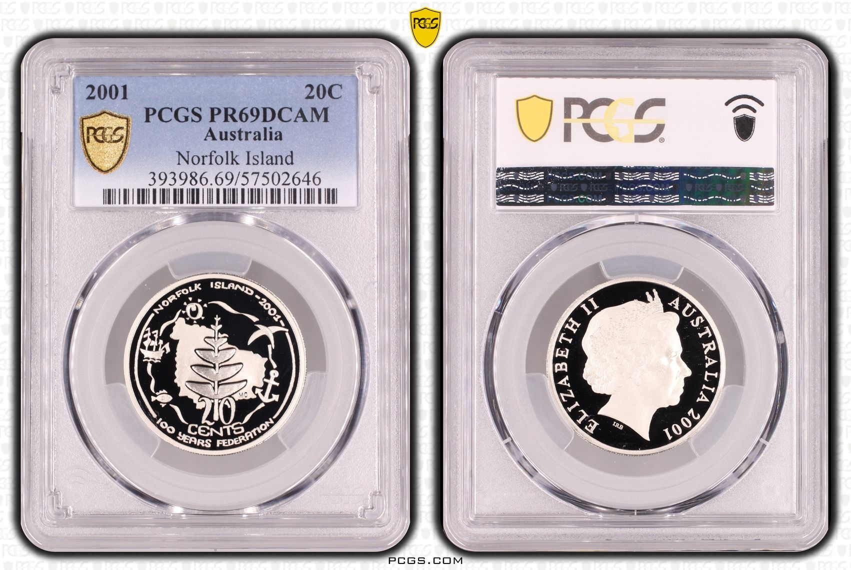 Norfolk Island, Twenty Cent, 2001, PCGS PR69DCAM