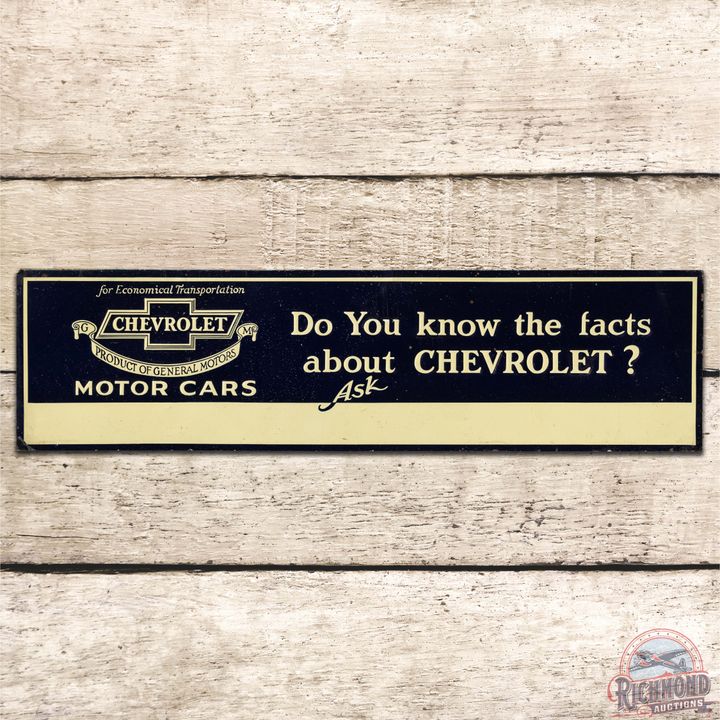 Chevrolet for Economical Transportation Motor Cars Embossed SS Tin Sign w/ Logo
