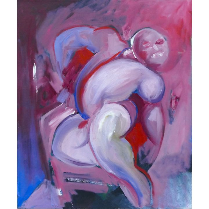 Neil Meitzler ''Pink Contorted Figure'' Oil on Canvas 24''x20''