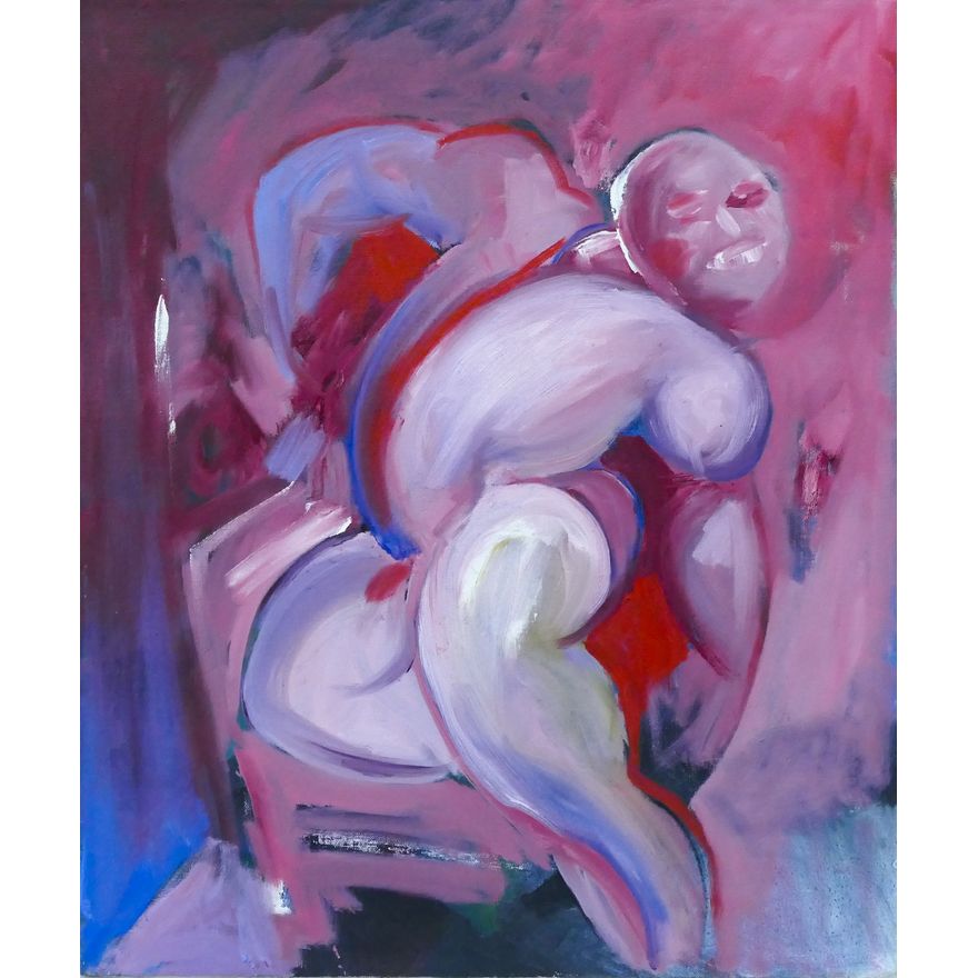 Neil Meitzler ''Pink Contorted Figure'' Oil on Canvas 24''x20''