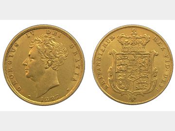 1827 GEORGE IV BARE HEAD SOVEREIGN