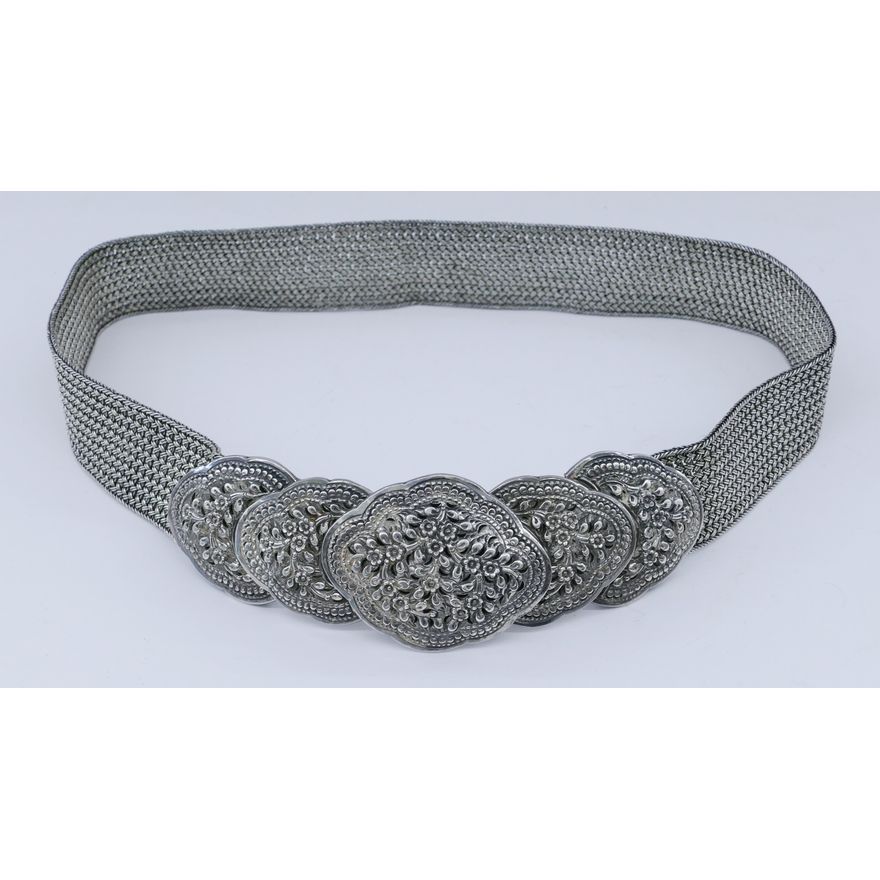 Fine Thai Repousse Silver and Mesh Belt