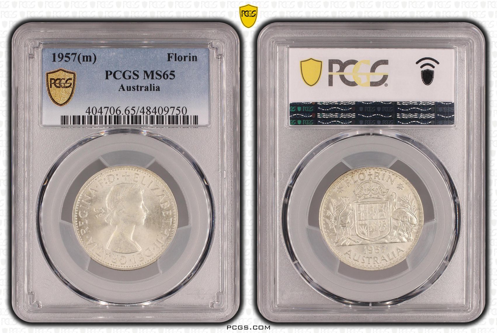 Elizabeth II, Florin, 1957(m), PCGS MS65