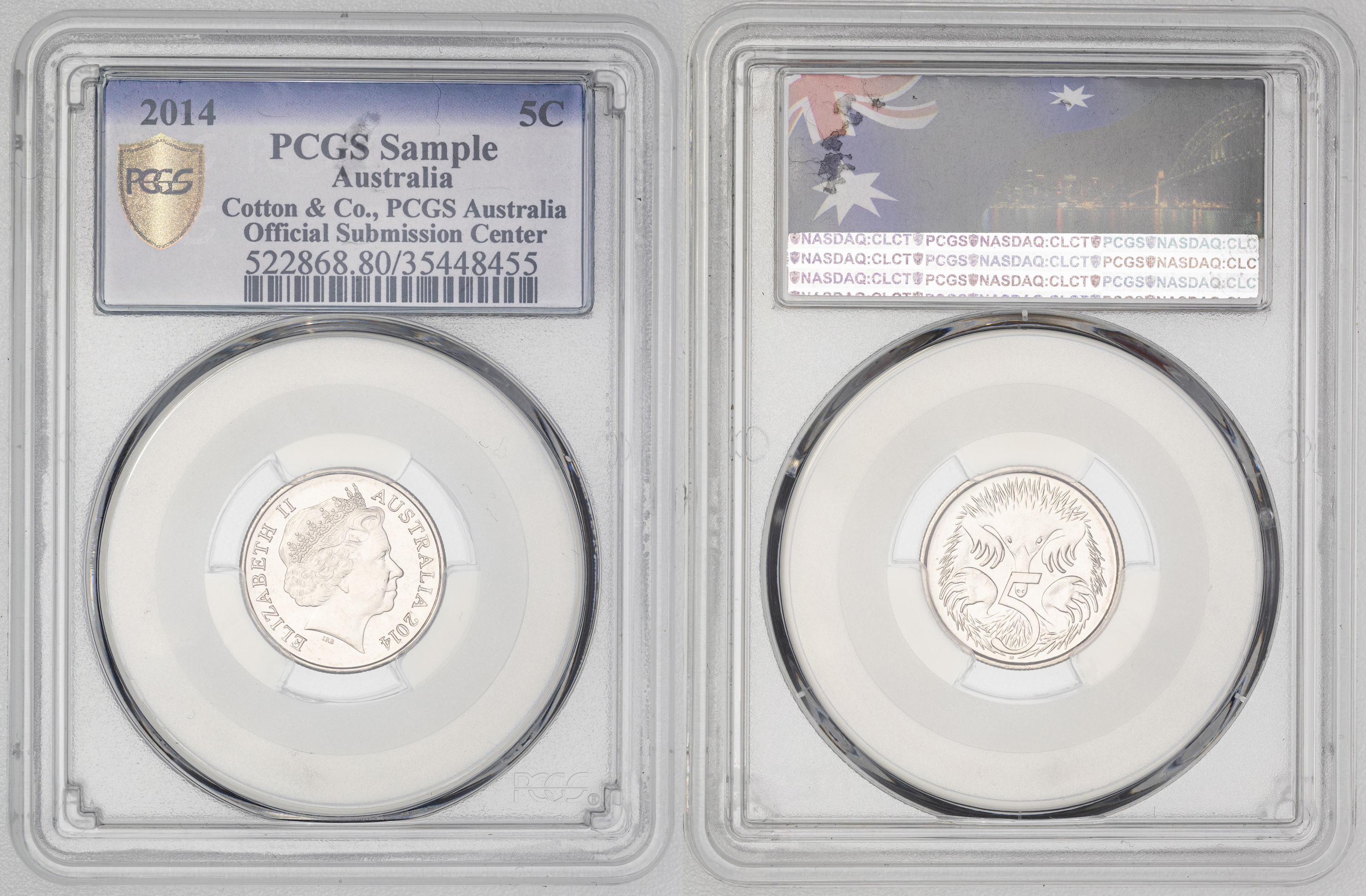 187 · Elizabeth II, Five Cent, 2014, PCGS Genuine  (80 - Genuine)