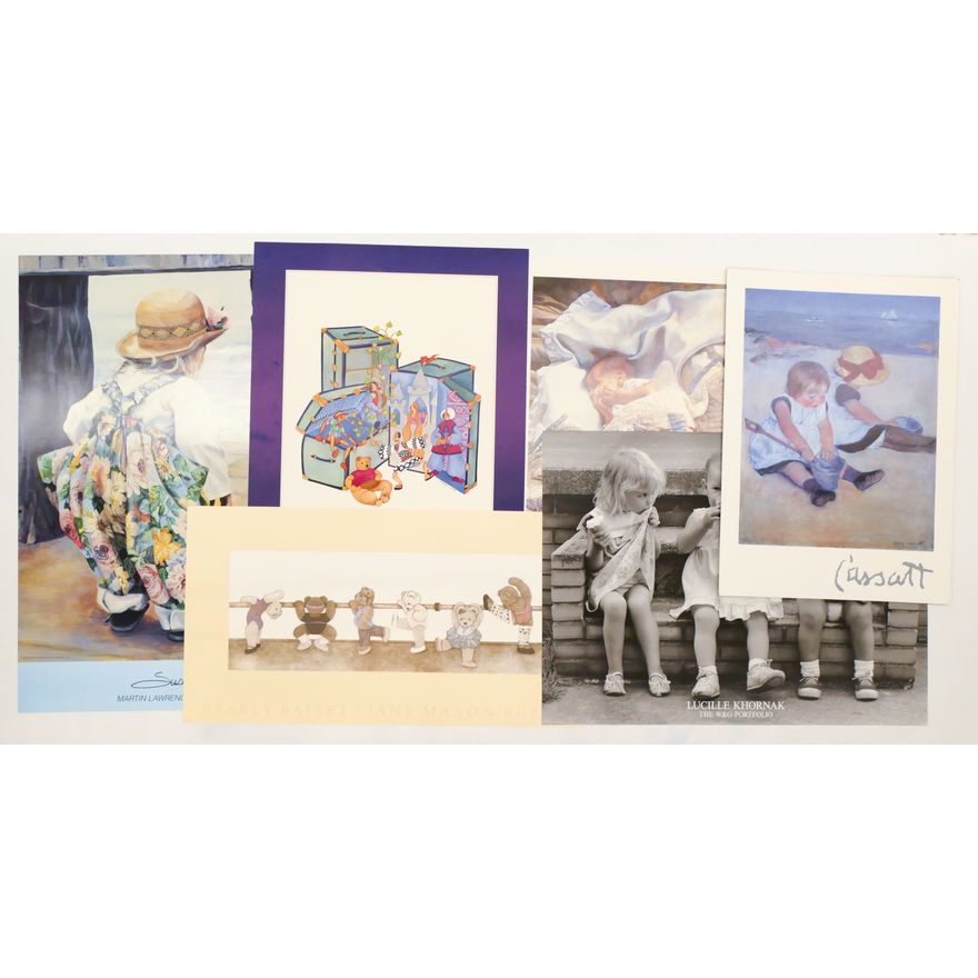 6pc Vintage Children Art Posters Largest 36'' x 27''