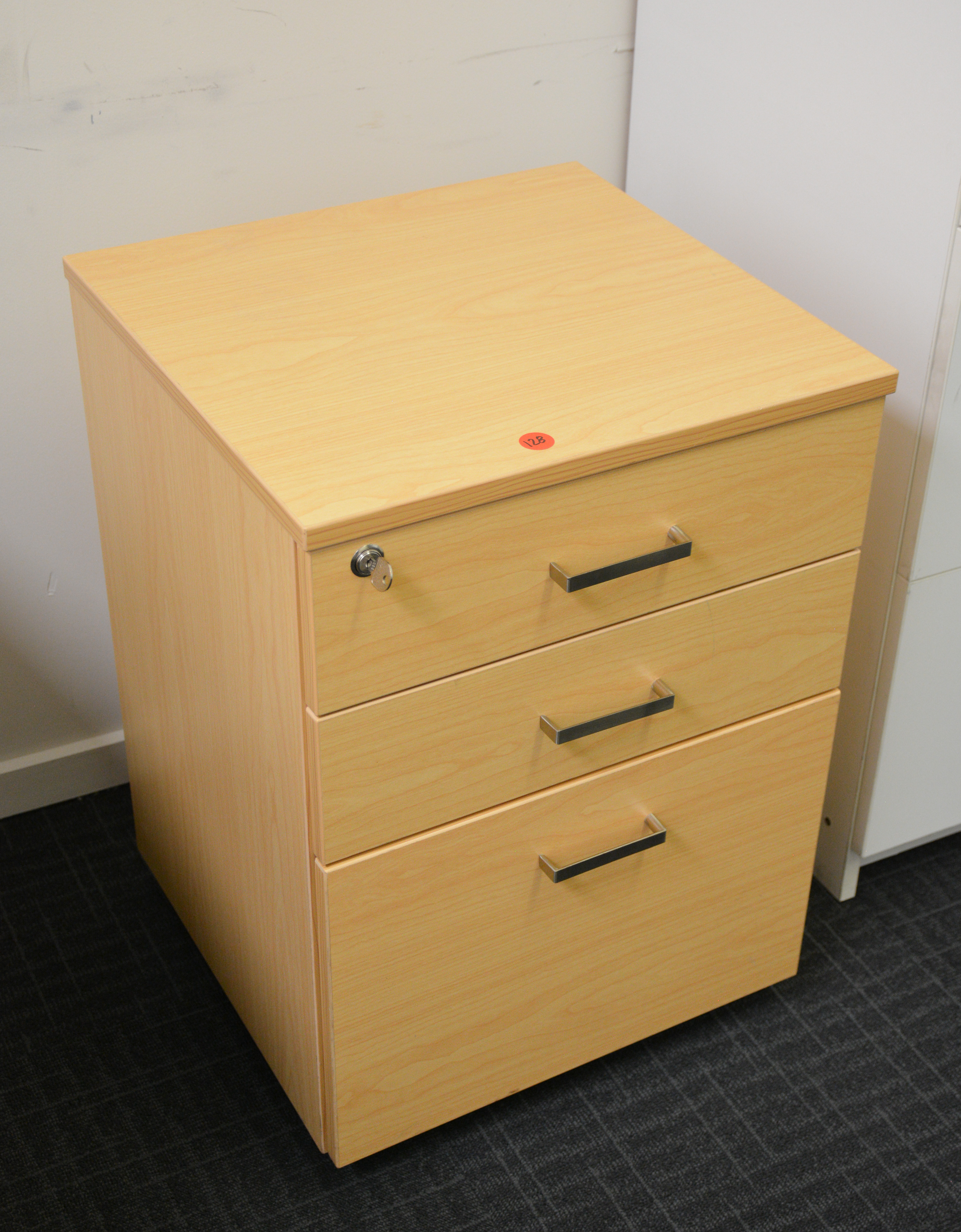 Three Drawer Office Unit with Key — sold at auction in New Zealand for $25