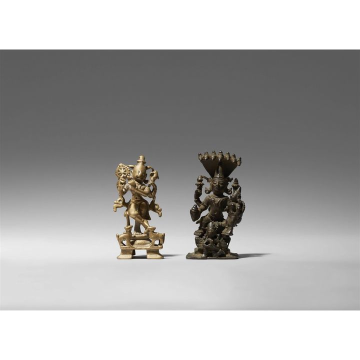 Two small Central Indian copper alloy figures. 19th century