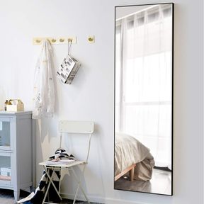 Full Length Mirror Decor Wall Mounted Mirror Floor Mirror Mirror Bathroom/Bedroom/Living Room/Dining Room/Entry, AMZVD1013AAF Black 44" x 16