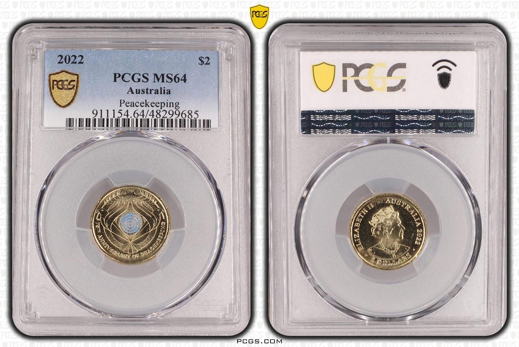 Peacekeeping - Colourised, Two Dollar, 2022, PCGS MS64