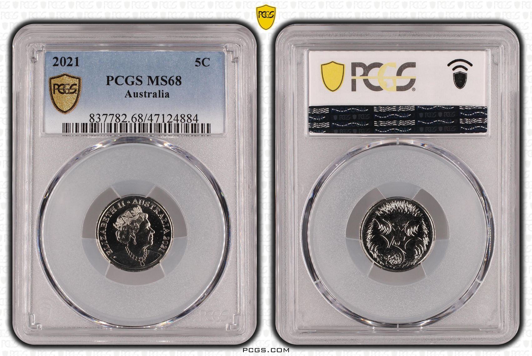 Elizabeth II, Five Cent, 2021, PCGS MS68