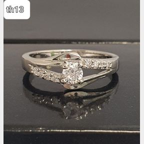 STERLING SOLITAIRE SILVER RING WITH CUBICS - SIZE O 1/2 - 50691/13