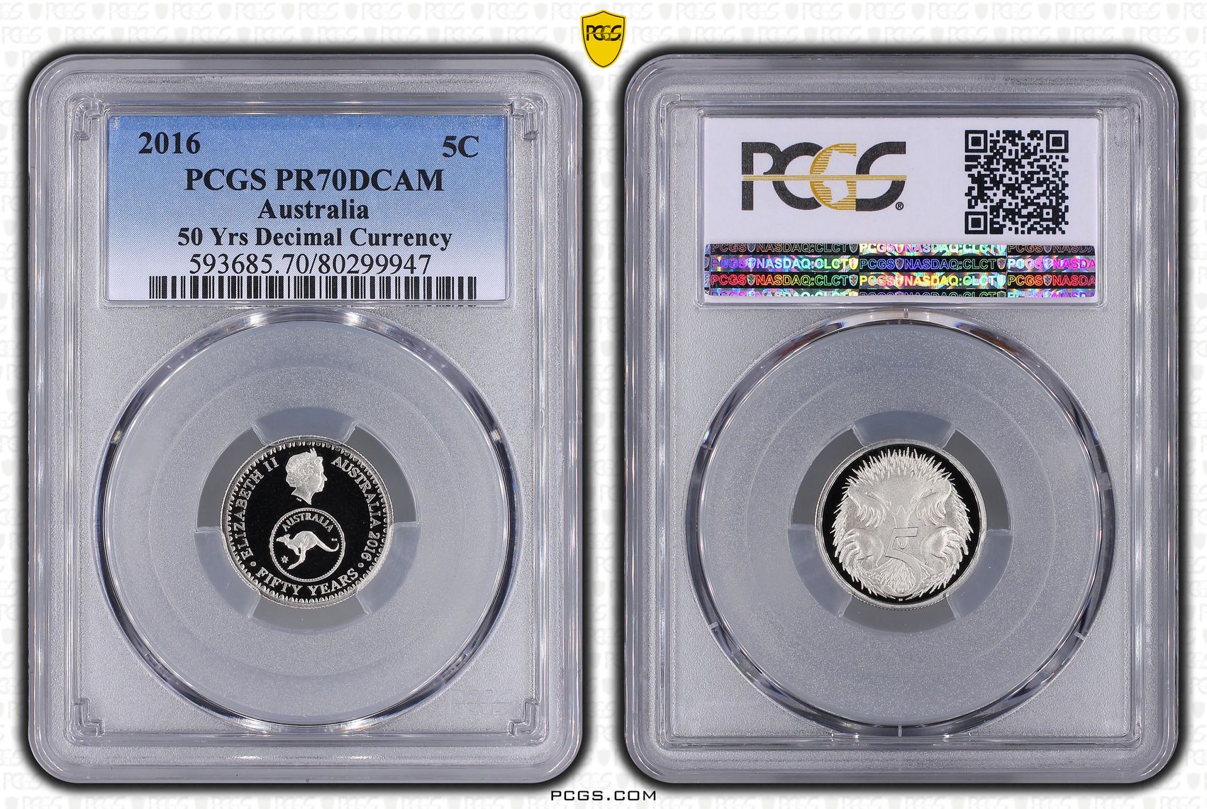 50 Yrs Decimal Currency, Five Cent, 2016, PCGS PR70DCAM
