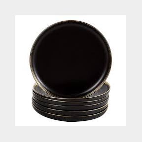 Premium Quality Porcelain Dish Dinnerware and Golden Rim 26cm Black |
