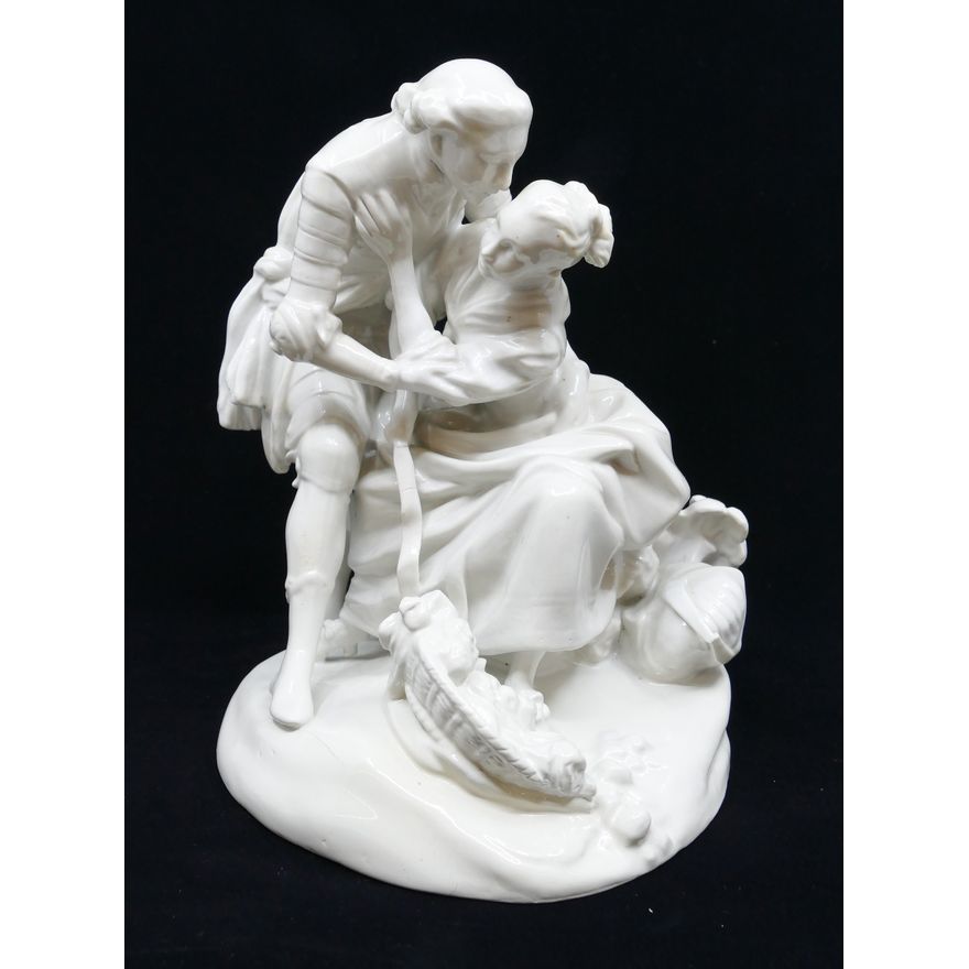 Blanc de Chine Knight & Maiden Figure Group- 8"